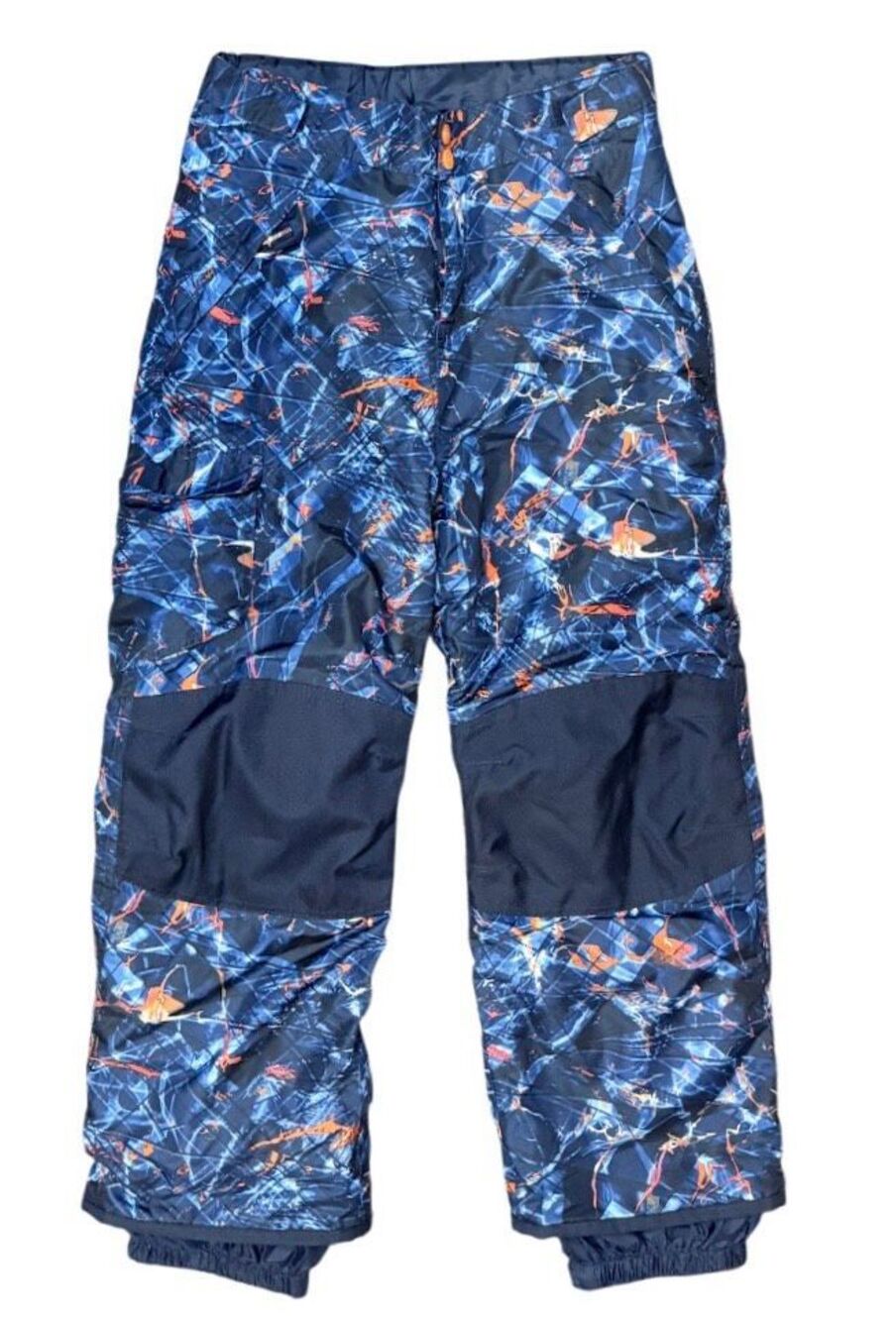 Champion C9 Ski Snow Pants Youth Kids Size L 12-14 Blue Orange Splatter